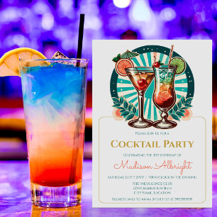 Retro Cocktailparty Inbjudningar