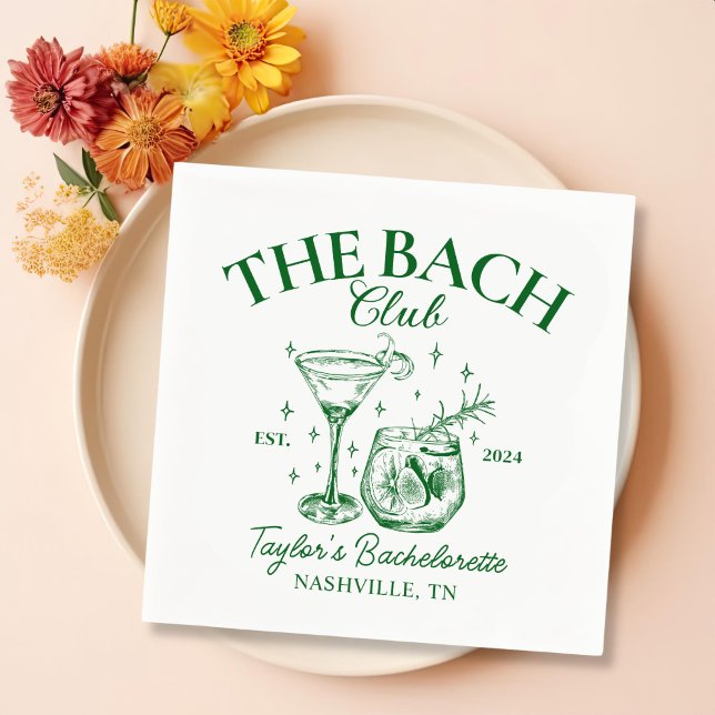 Retro Cocktails Grönt Bachelorette Party Pappersservett (Skapare uppladdad)