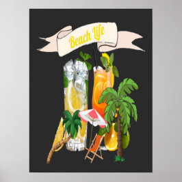 Retro Cocktails vid stranden Poster