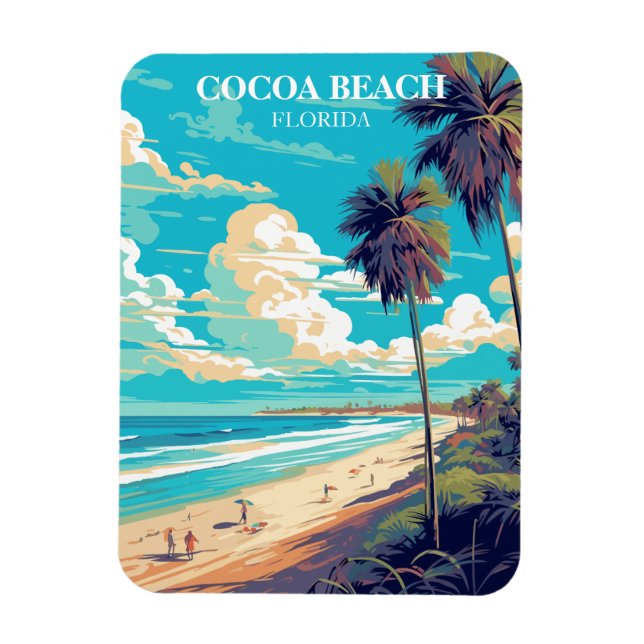 Retro Cocoa Beach Florida Travel Magnet (Vertikal)