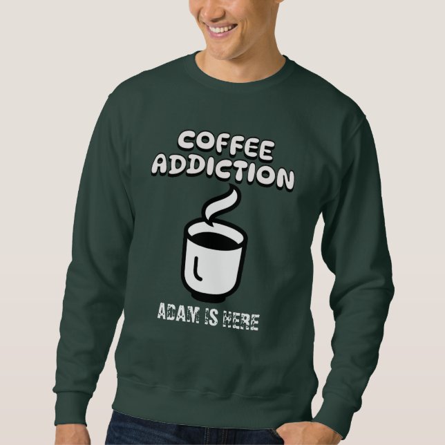 RETRO COFFEE ÄLSKARE CUSTOMIZE PERSONLIG NAMN LÅNG ÄRMAD TRÖJA (Framsida)