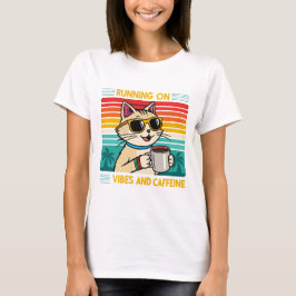 Retro Coffee Cat Vibes - Caffeine Älskare Kvinnors T Shirt