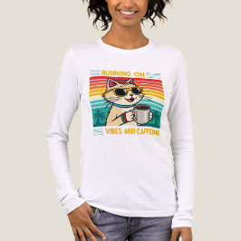 Retro Coffee Cat Vibes - Caffeine Älskare Kvinnors T Shirt