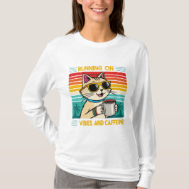 Retro Coffee Cat Vibes - Caffeine Älskare Kvinnors T Shirt