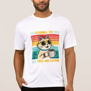 Retro Coffee Cat Vibes - Caffeine Älskare Manar T Shirt