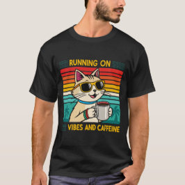 Retro Coffee Cat Vibes - Caffeine Älskare Manar T Shirt