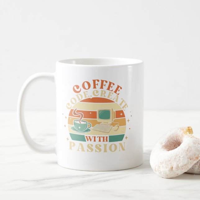 Retro Coffee Code Create Passion Programmer Mug Kaffemugg (Med munk)