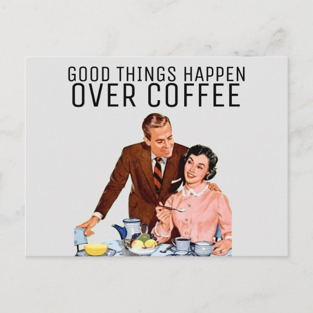 RETRO COFFEE COUPLE 1950s POSTCARD Vykort (Framsida)