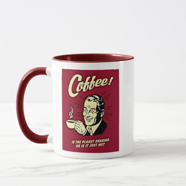 Retro Coffee Drinking Man Mugg (Vänster)