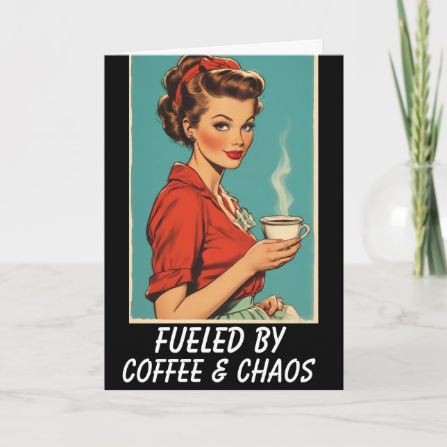 RETRO COFFEE HOUSEWIFE BLANK Greeting Card Kort (Framsida)