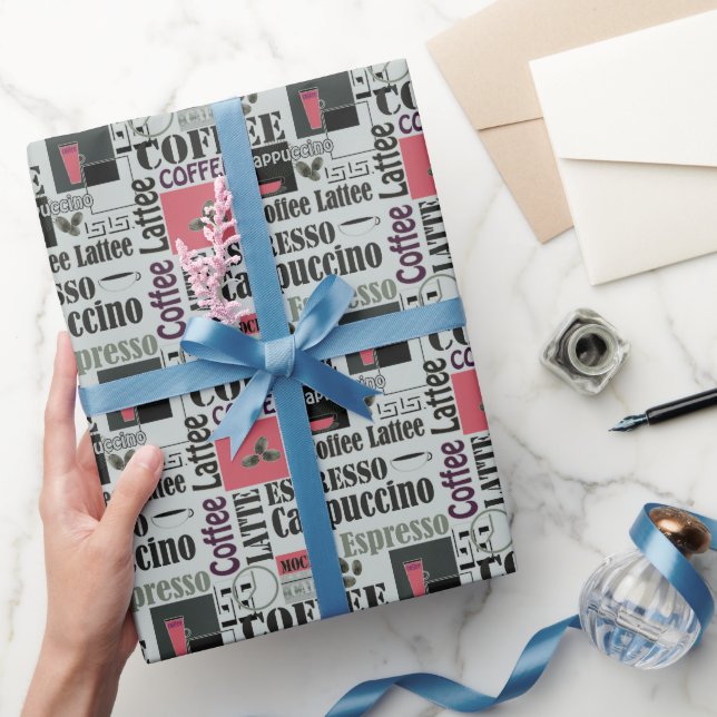 retro coffee kitchen pattern for espresso latte  presentpapper (Gifting)