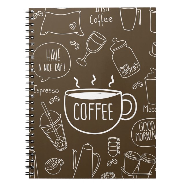 Retro Coffee Kopp Mönster Mugg - Perfekten Barista Anteckningsbok (Framsidan)