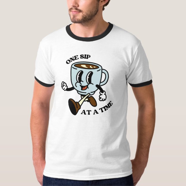 Retro Coffee Kopp Slogan T-Shirt (Framsida)