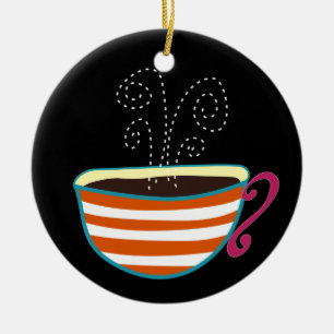 Retro Coffee Kopp Tea Anpassningsbar Julgransprydnad Keramik