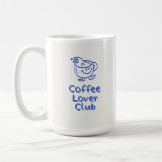Retro Coffee Lover Club Leende Mugg Blå Minimalist