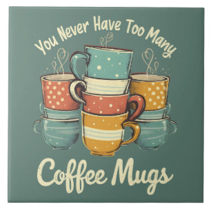 Retro Coffee Mugg Stack Illustration Kakelplatta