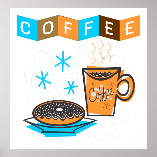 Retro Coffee och Donut Poster (Framsidan)
