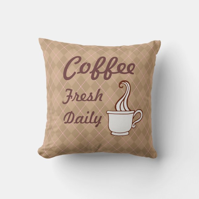 Retro Coffee Pillow Kudde (Framsida)
