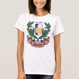 Retro Coffee Plant och Kopp T Shirt