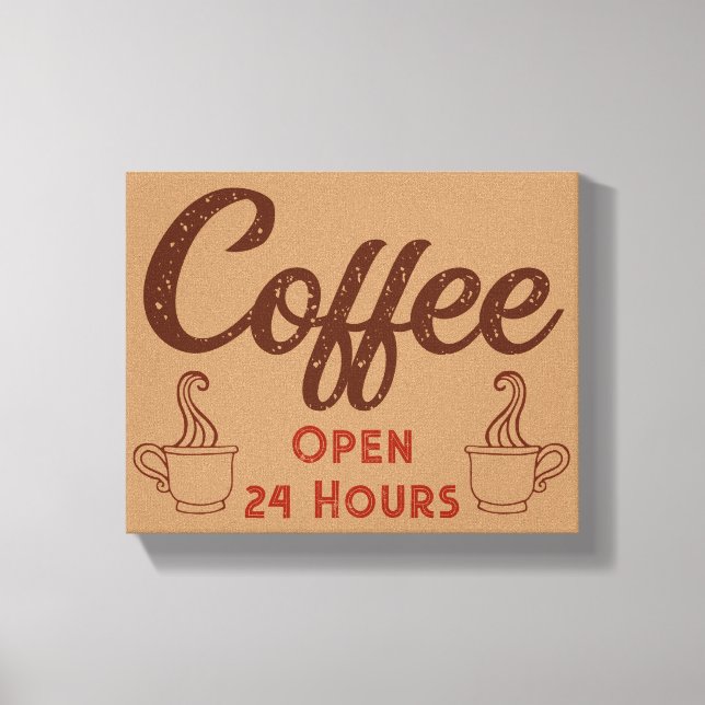 Retro Coffee Shop Middag Sign Wall Art Canvastryck (Framsida)