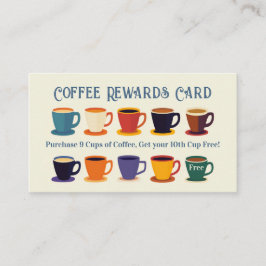 Retro Coffee Shop Rewards Loyalty Punch Card Visitkort