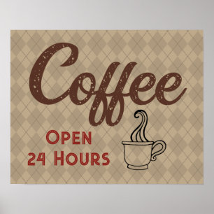 Retro Coffee Shop Sign Art Poster