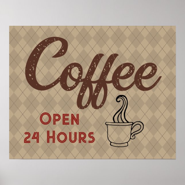 Retro Coffee Shop Sign Art Poster (Framsidan)