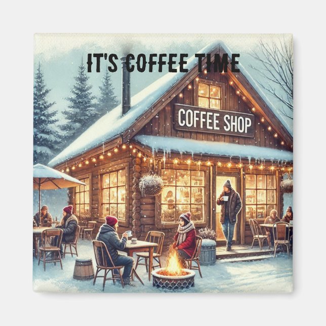 Retro Coffee Shop Vibes Magnet (Framsidan)