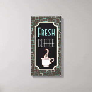 Retro Coffee Shop Wall Art-tecken Canvastryck