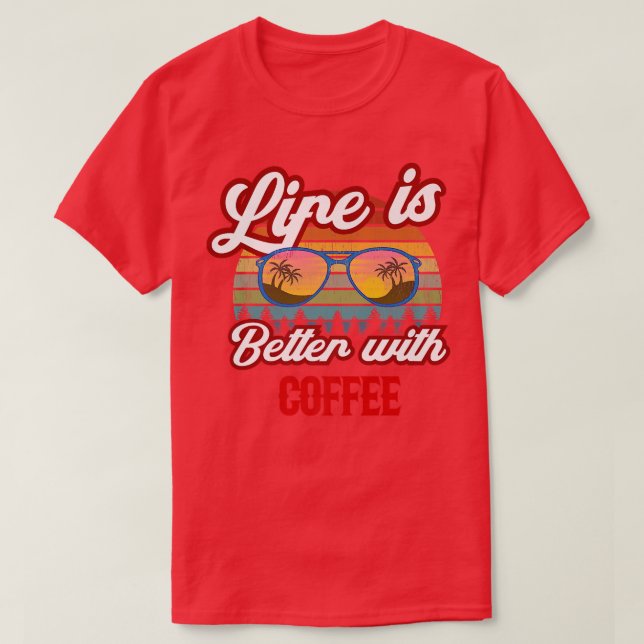 Retro Coffee Sunset T Shirt (Design framsida)