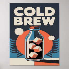 Retro Cold Brew Coffee Mid Century Modern Kitchen Poster