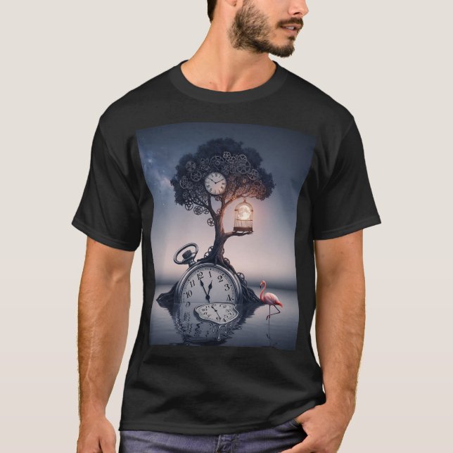 Retro Collage Surreal Estetisk Konst T-Shirt | Vin (Framsida)