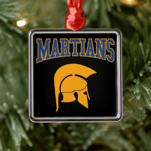 Retro College Blue Orange Martians Sport Julgransprydnad Metall