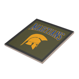 Retro College Blue Orange Martians Sport Kakelplatta
