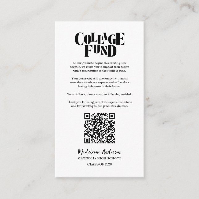 Retro College Fund Graduation Black Checkerboard Tilläggskort (Framsida)