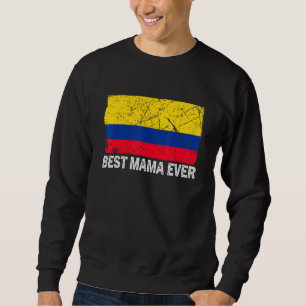 Retro Colombia Flagga Best Mamma ever Mors dag Lång Ärmad Tröja