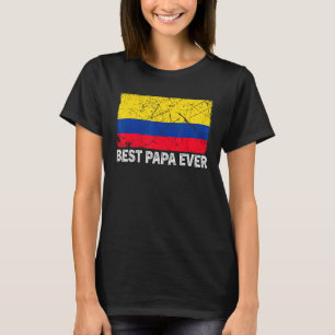 Retro Colombia Flagga Best Pappa Alltid Fars dag T Shirt