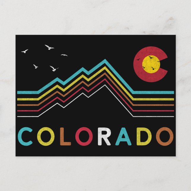 Retro Colorado Flagga Rocky Mountain Souvenir Vykort (Framsida)