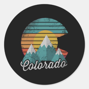 Retro Colorado Mountains Home Kärlek Family Vacati Runt Klistermärke