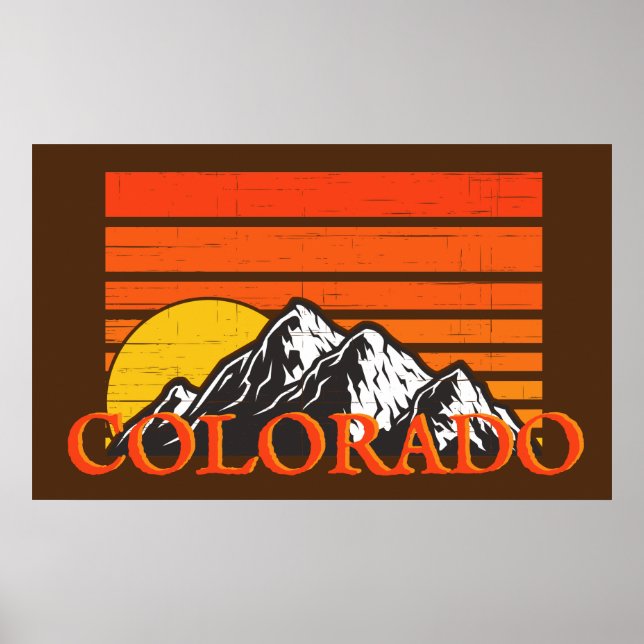 Retro Colorado Rocky Mountain Sunset Poster (Framsidan)