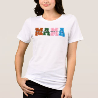 Retro Colorblock MAMMA T-Shirt - fetstil och ljus