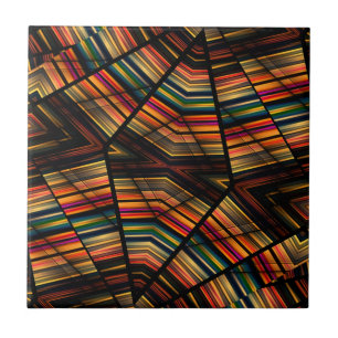 Retro Colorful Abstrakt Geometric Rainbow Rand Kakelplatta