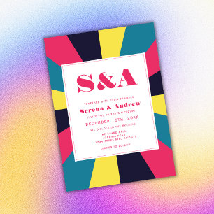 Retro Colorful Abstrakt Groovy Bröllop Inbjudningar