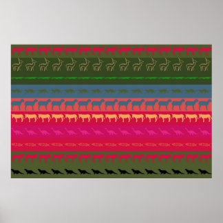 Retro Colorful Animals Modern Rand Mönster #10 Poster