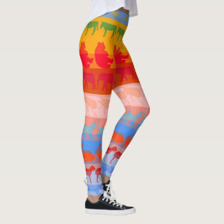 Retro Colorful Animals Modern Rand Mönster #2 Leggings