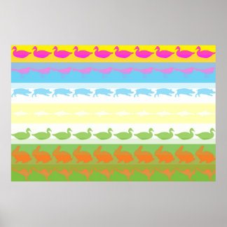 Retro Colorful Animals Modern Rand Mönster #5 Poster
