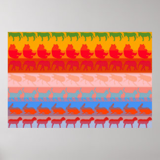 Retro Colorful Animals Modern Rand Mönster #7 Poster