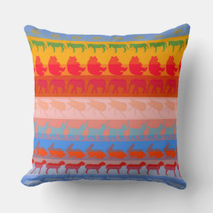 Retro Colorful Animals Mönster #2 Kudde