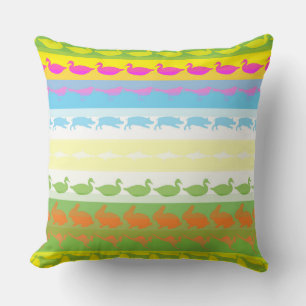 Retro Colorful Animals Mönster #4 Kudde