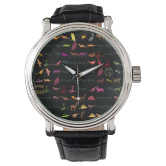 Retro Colorful Animals Mönster #5 Armbandsur
